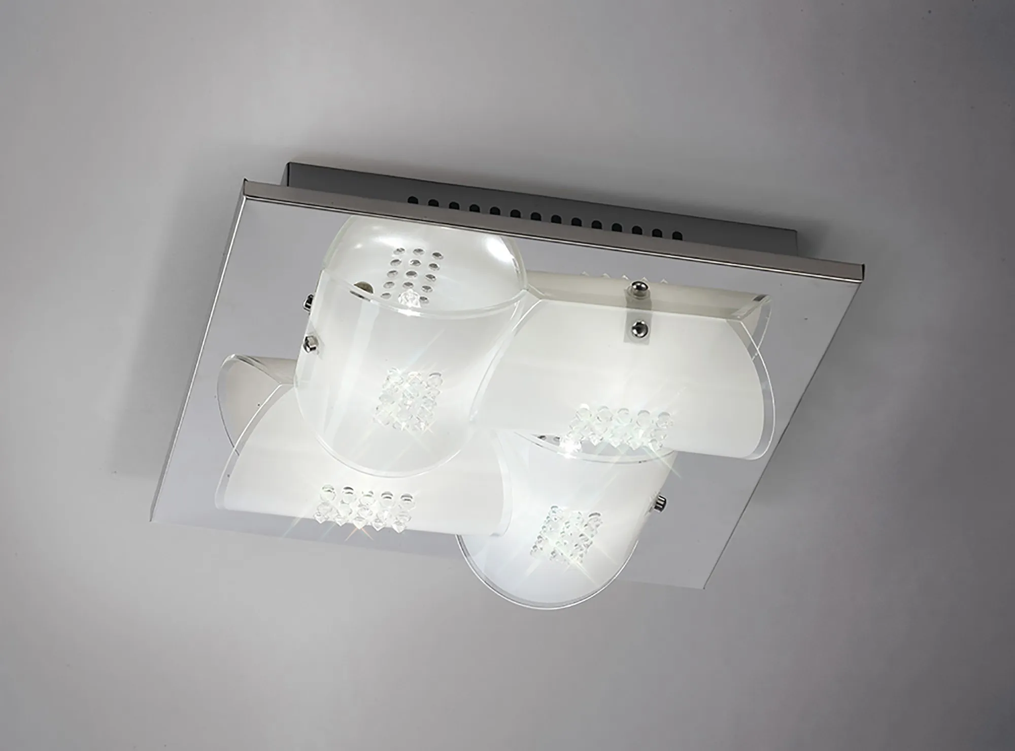 IL31331  Starlis Crystal Square  Flush Ceiling 4 Light